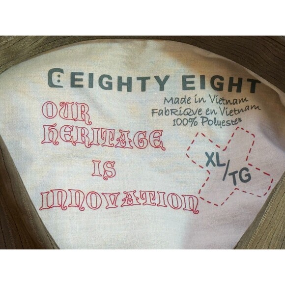 EIGHTY EIGHT Men's Short Sleeve Button Down Lizard Stripe Olive Shirt XL - Picture 4 of 6